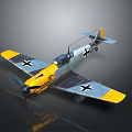 Vintage Gray And Yellow Fighter Plane Model With Black Crosses On Wings