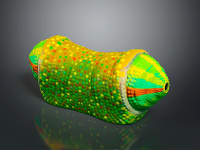 Vibrant Reptile Egg With Green Yellow Red Spots Granular Texture And Shiny Surface 3d model