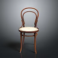 Classic Wooden Chair With Wicker Seat Curved Backrest And Armrests