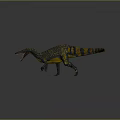 Realistic Dinosaur Model With Yellow And Black Striped Skin And Open Mouth