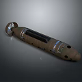 Cylindrical Underwater Vessel With Rear Propeller Glass Windows And Metallic Surface