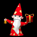 Christmas Decorative Figurine Set with Red Star Outfit Pointed Hat Gold Bell and Gift Box