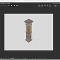 Classical Roman Column With Stone Texture Intricate Carvings Base And Capital