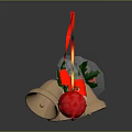 Festive Christmas Clothing Accessories With Brass Bells Red Balls And Green Leaves