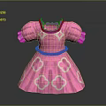 Pink Princess Dress With Purple Trim And Silver Clover Patterns Puffed Sleeves