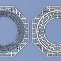 Traditional Carved Lattice Windows with Octagonal Frame and Circular Geometric Patterns