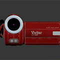 Red Vivitar Digital Camcorder With Open Screen And Silver Trim Design 3d model