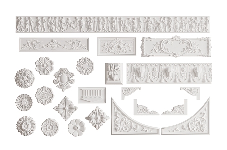 European Carved Gypsum Carved Combination 3d model