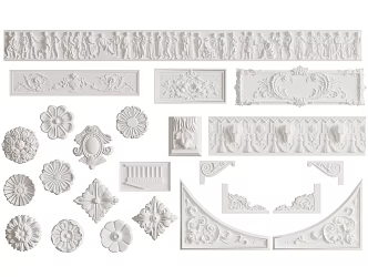 European Carved Gypsum Carved Combination 3d model