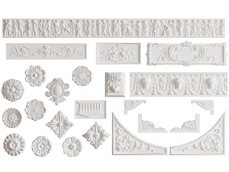 European Carved Gypsum Carved Combination 3d model