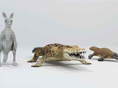 Realistic Reptile Crocodile With Scaly Skin And Open Mouth In Crawling Position 3d model