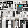 Assortment Of Modern Kitchen Appliances Including Refrigerators Microwaves Coffee Makers Ovens And Dishwashers
