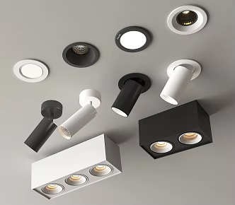 Modern downlight spotlight open-mounted downlight spotlight recessed downlight spotlight steering combination 3d model