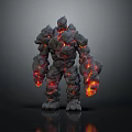 Volcanic Rock Giant Lava Creature With Molten Lava Flowing Through Stone Body