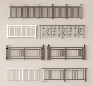 Guardrail Fence Protective Fence Wrought Iron Railing 3d model