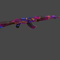 Vibrant Multicolored AK Rifle Featuring Purple Blue Orange Patterned Design