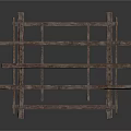 Rustic Wooden Furniture Frame Structure With Crossed Planks And Support Legs
