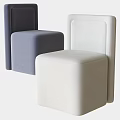Modern Minimalist Single Sofa In Gray And White Square Upholstered Design 3d model