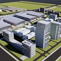 Modern Urban Architectural Complex With Large Roofs Open Plazas And Surrounding Skyscrapers