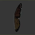 Pixel Art Butterfly With Orange Black Wings And White Spots On Gray Background With Reflection