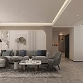 Modern Living and Dining Room Interior Design With Sofa Coffee Table and Dining Chairs