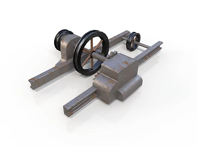 Rustic Iron Weapon With Spoked Wheels And Metal Frame Mechanical Design 3d model