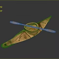 Hand Carved Wooden Boat Featuring Circular Container Decorative Paddles And Intricate Patterns