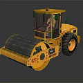 Yellow Road Roller With Large Tires And Front Roller Drum 3d model