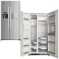 Open Side by Side Refrigerator Freezer with Spacious Stainless Steel Interior Compartments 3d model