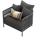 Leisure Chair Armchair Wicker Rope Pillow Lounge 3d model