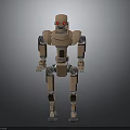 Brown Robot 3D Model With Red Eyes Mechanical Joints And Metal Parts