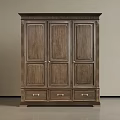 Classic Wooden Wardrobe With Three Doors And Three Drawers Elegant Design