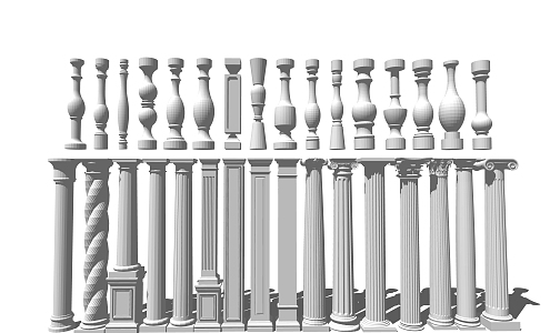 European Roman Column Roman Column Aquarius Balustrade 3d model