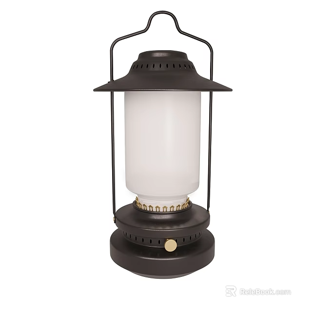 Vintage Table Lamp With Black Metal Frame White Lampshade And Gold Accents 3d model 