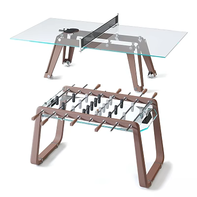 Modern Foosball Table Sports Equipment With Glass Tabletop And Metal Frame Design 3d model