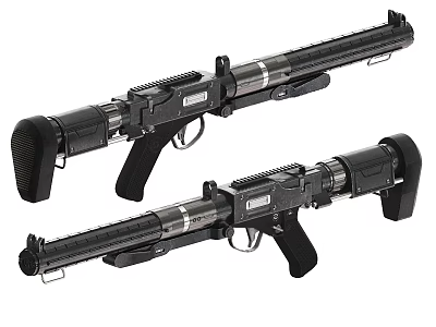 Two Black Tactical Weapons With Barrel Grip And Modern Design Features 3d model