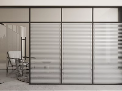Modern partition office glass single door glass partition venetian blinds single leisure chair coffee table 3d model
