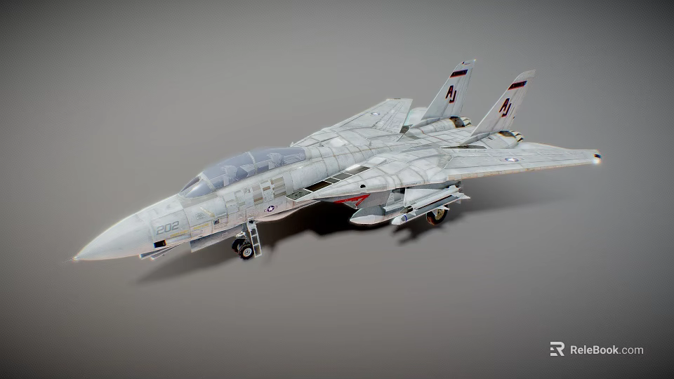 Fighter Jet Model with Gray Exterior Tail Number 4 and Detailed Cockpit Landing Gear Weapons 3d model 