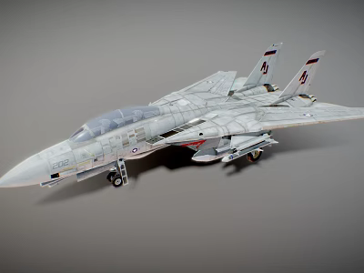 Fighter Jet Model with Gray Exterior Tail Number 4 and Detailed Cockpit Landing Gear Weapons 3d model