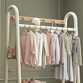 Mobile Clothing Rack with Hanging Clothes Storage Shelf Toy and Shoes in Living Room
