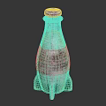 Vintage Metallic Bottle With Purple Label Blue Cap And Three Feet Base