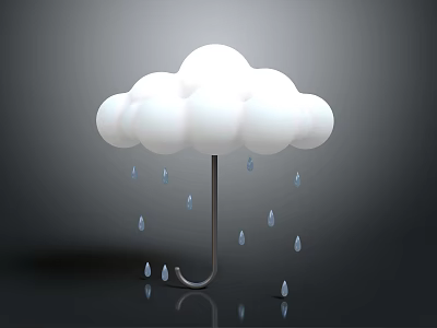Cute Cloud Shaped Household Decor Item With Small Hanging Raindrops 3d model