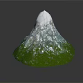 Scenic Garden Landscape With Mountain Featuring Green Grass Base And Snowy White Peak