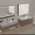 Modern Elegant Bathroom Vanity With Double Sinks Mirrors Wooden Cabinets And Marble Countertops