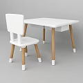 Modern White Table and Chair Set with Wooden Legs and Minimalist Design