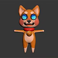 Cute Orange Dog Puppet With Big Blue Eyes Red Collar And Open Arms