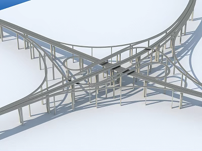Modern Intersecting Bridge Design With Metal Framework And Support Structures 3d model