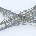 Modern Intersecting Bridge Design With Metal Framework And Support Structures 3d model