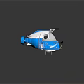 Blue And White Spacecraft With Circular Window Solar Panel And Thruster For Space Exploration