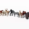 Diverse Wild Animal Collection Featuring Tiger Polar Bear Zebra and Hippopotamus